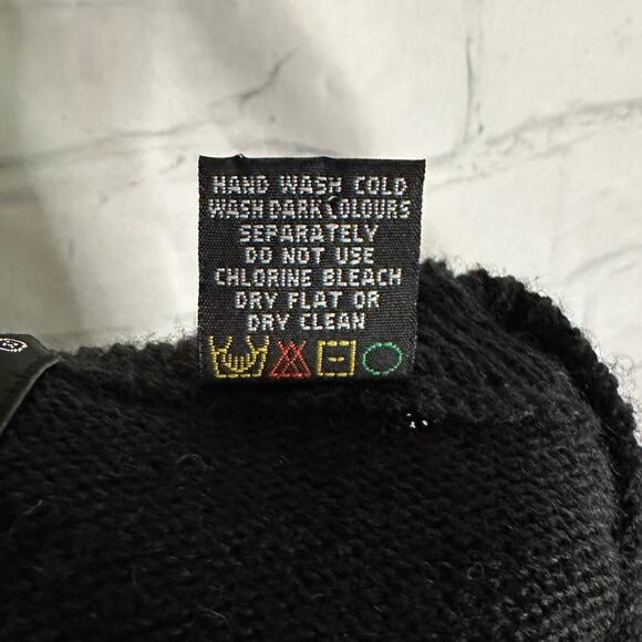 C10 Vintage D’Avila Men’s Black Knit Striped Classic Wool Blend Sweater, Medium - Picture 6 of 6